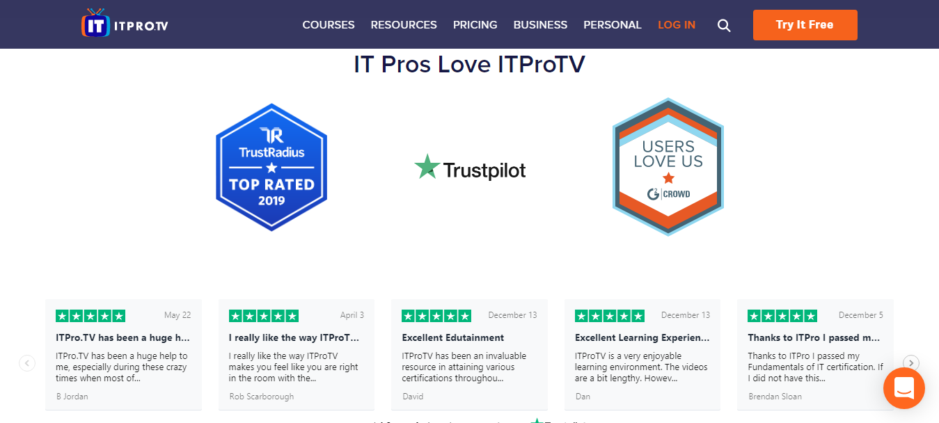 ITProTV Customer Reviews