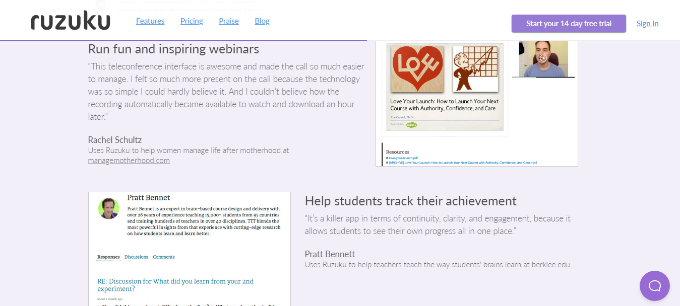 Ruzuku- Hosting Webinars