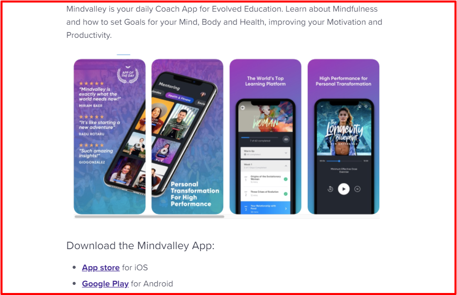 Mindvalley Mobile Application