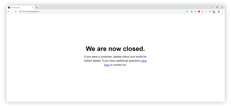 Social Upgrade shutdown - Kicksta