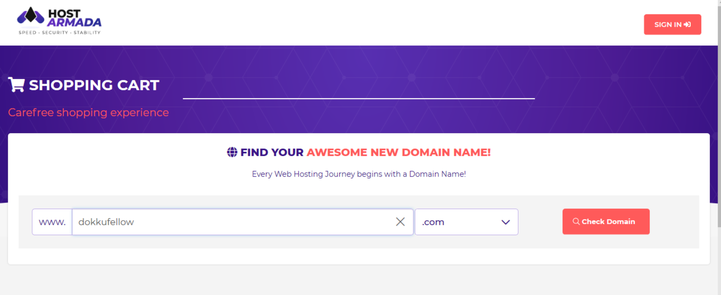 finding new domain name with HostArmada