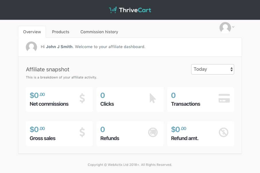 thrivecart affiliate center