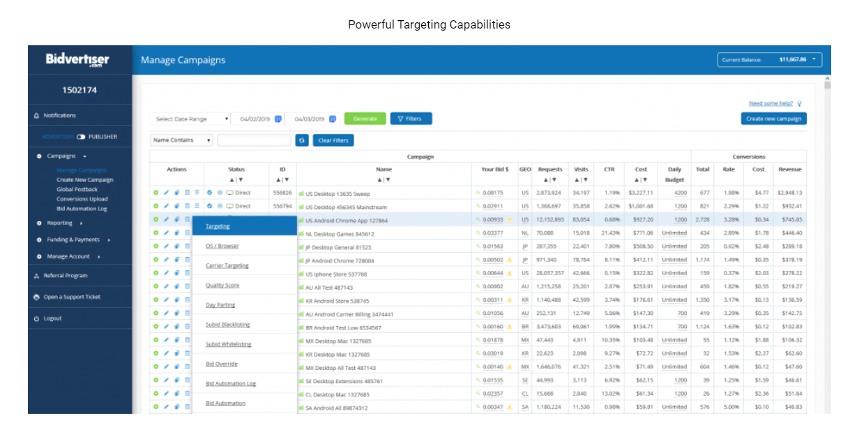 BidVertiser Targeting- Bidvertiser Review