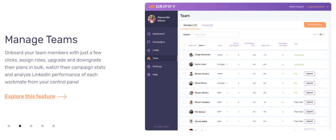 Dripify-Review - Manage Teams
