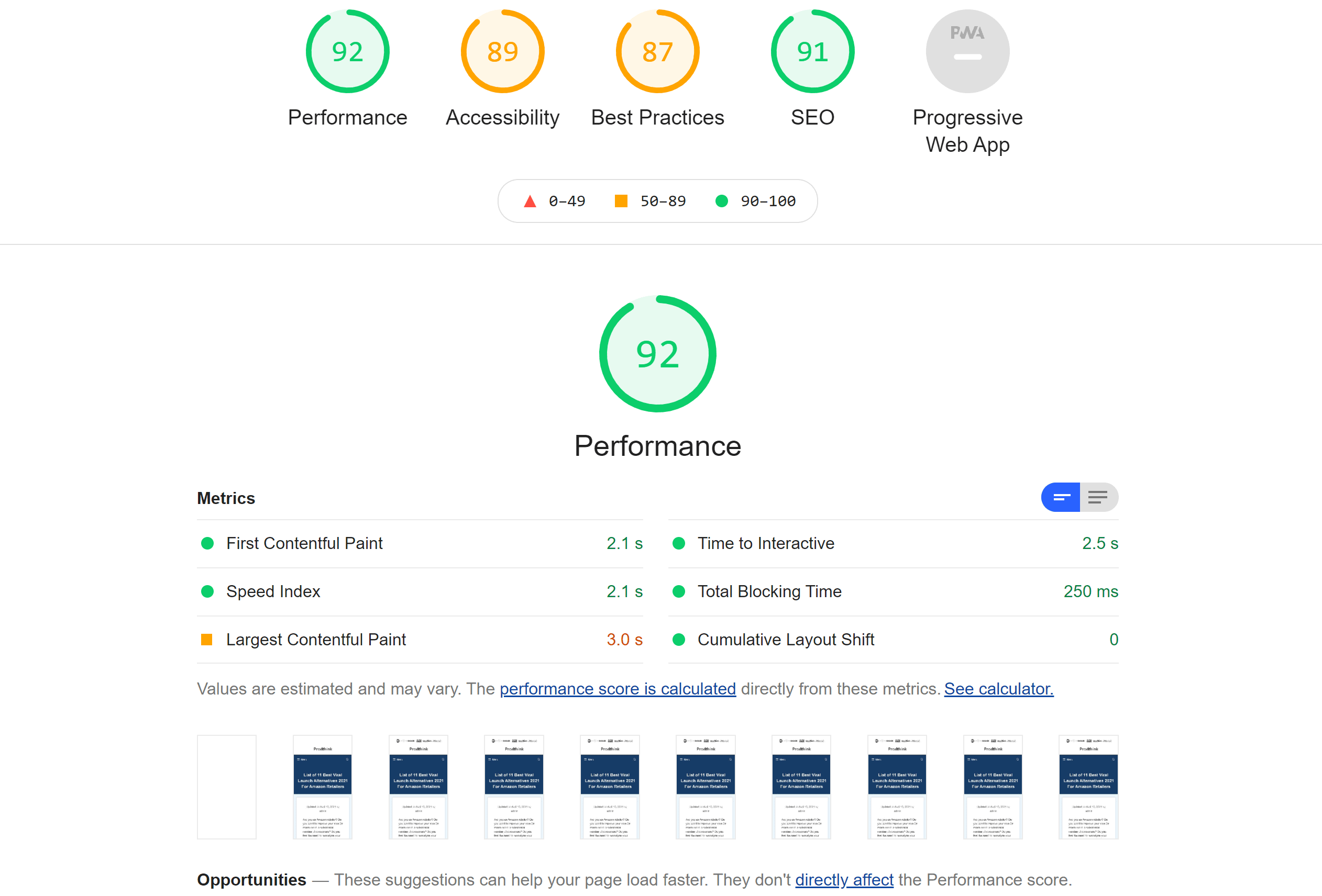 Hosting google page speed results