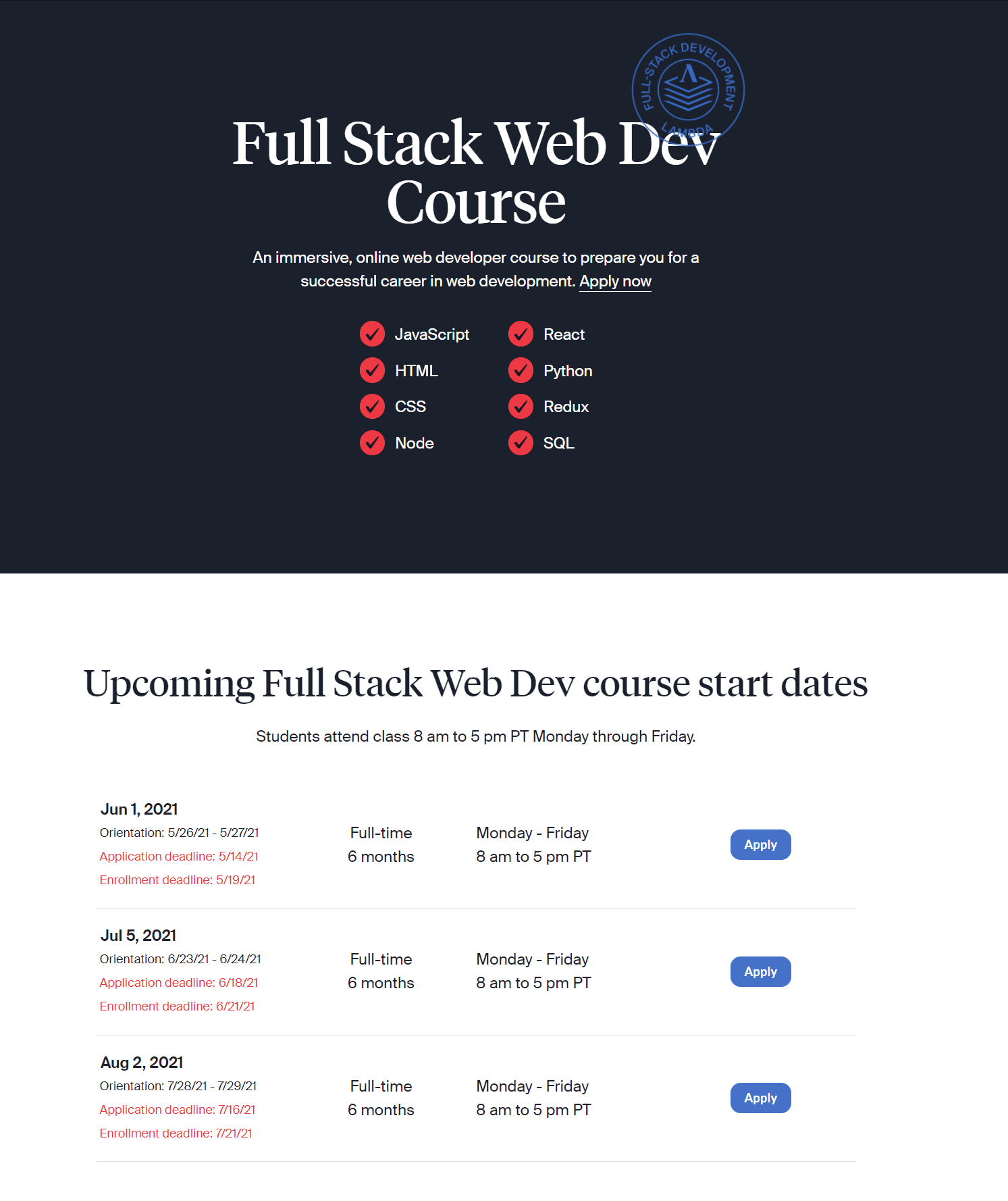 Full Stack Web development - Lambda school review