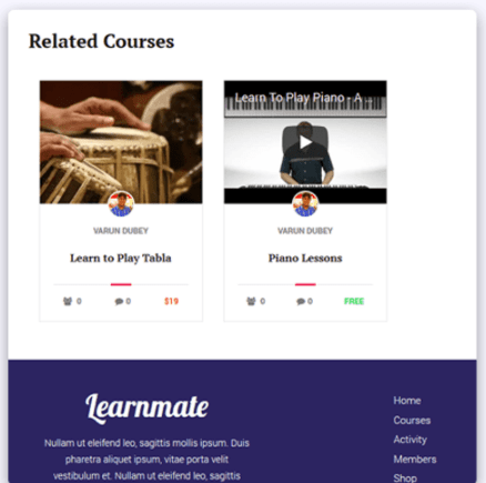 Related Course Module- learnmate learndash theme Review