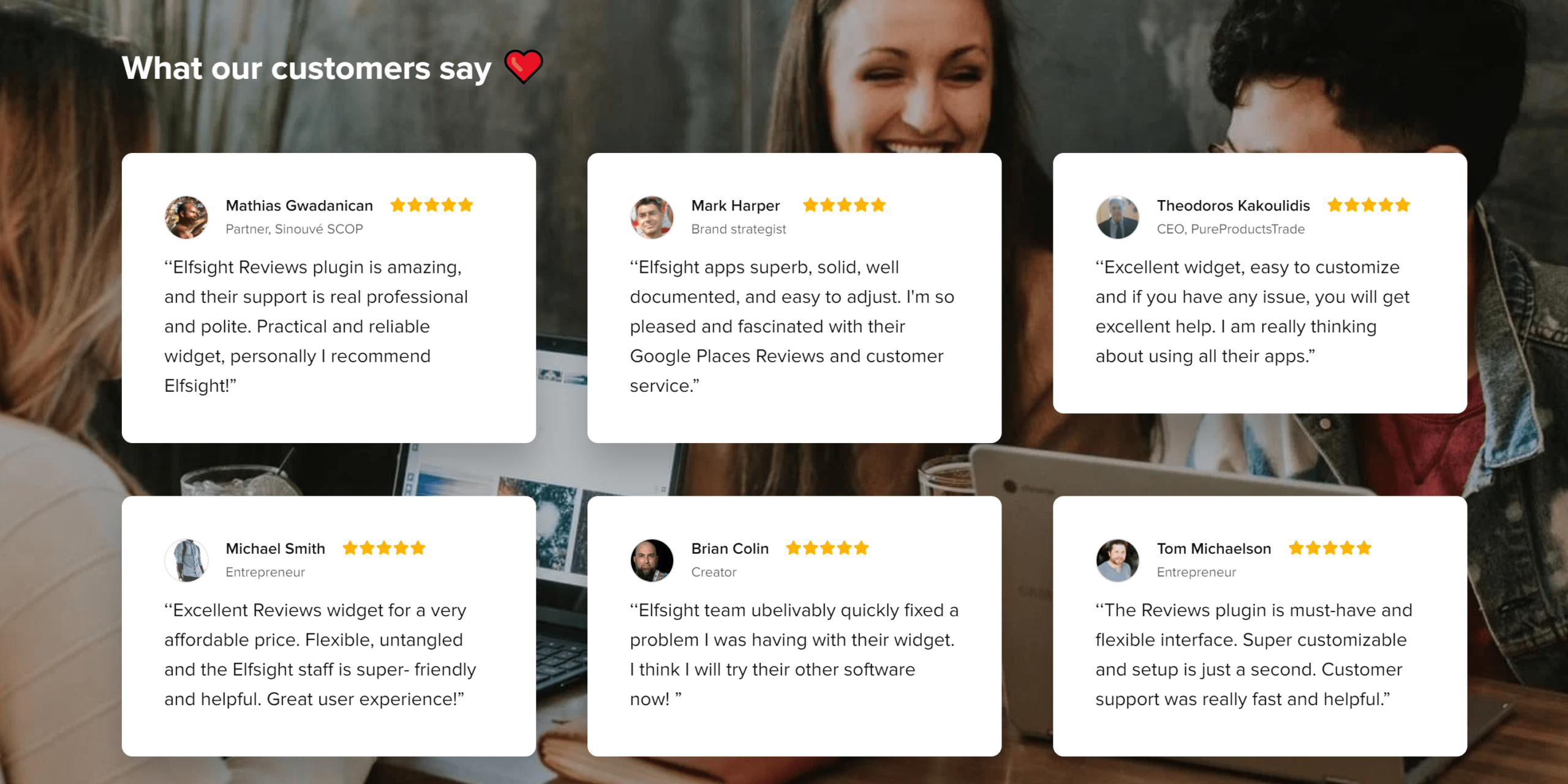 Elfsight plugin customer reviews and testimonials