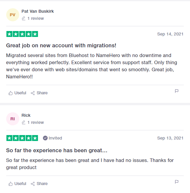 Namehero User Reviews