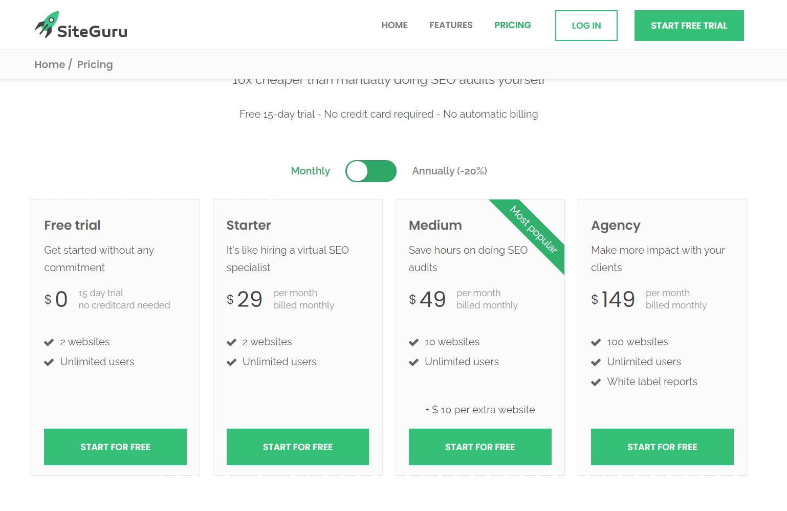 Site Guru Pricing