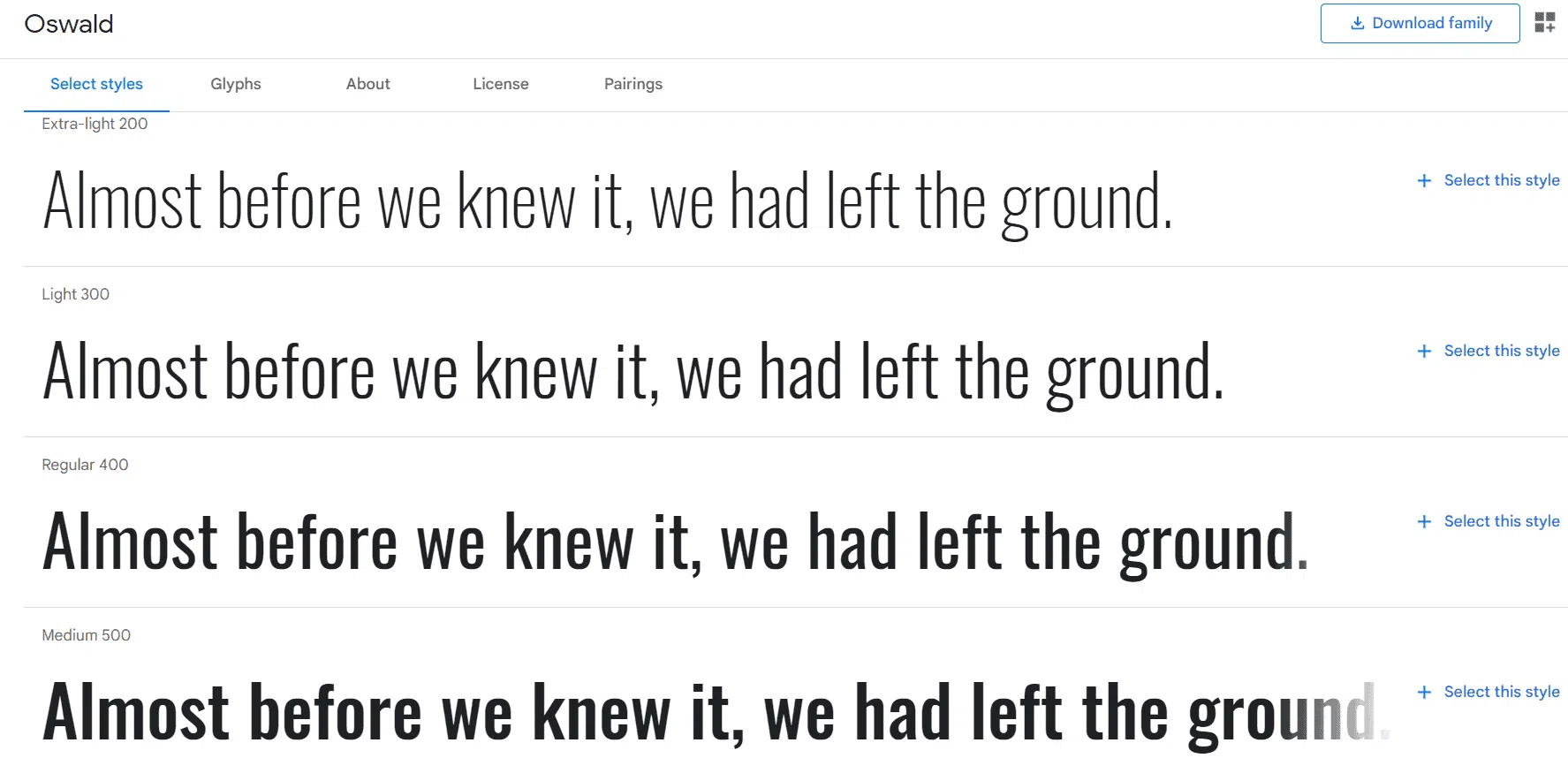 Top Google Fonts For Blogging : Oswald