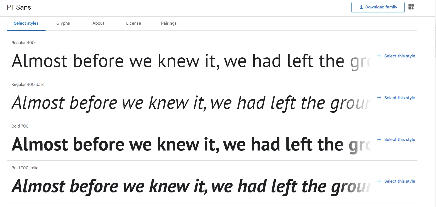 Top Google Fonts For Blogging : PT Sans