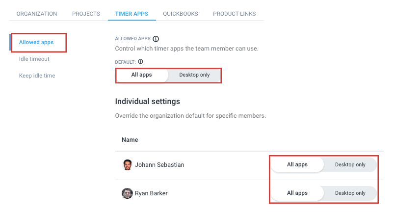 Customized Employee Settings Hubstaff