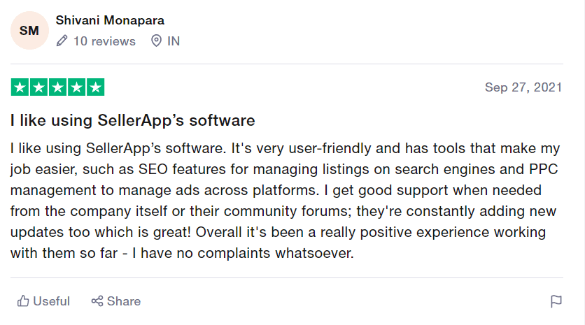 sellerapp customer review