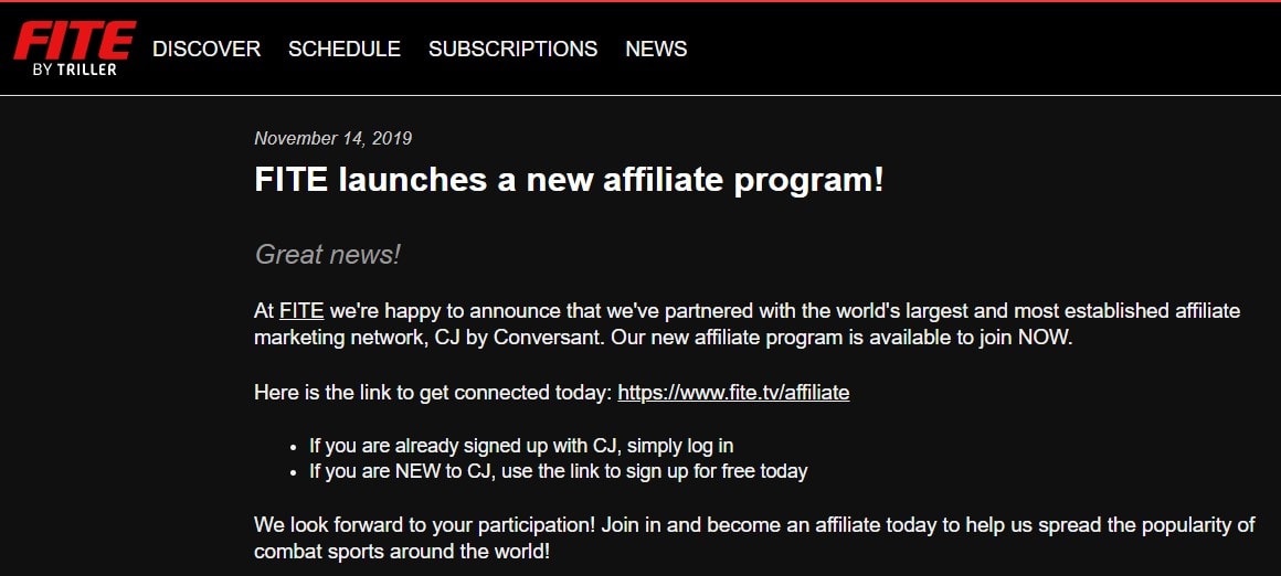 FITE Affiliate Programs