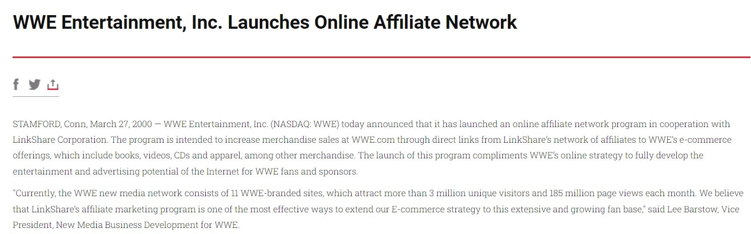 WWE Affiliate Program