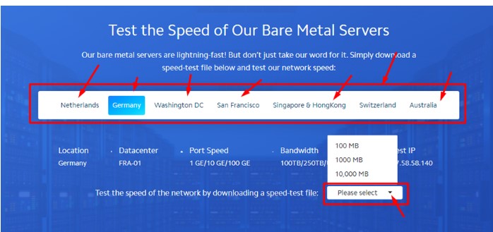 RedSwitches is that you can test with different speeds