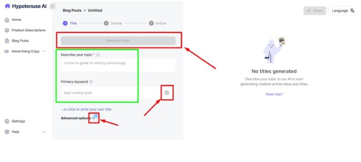 Write an SEO-Optimized Blog Article Using Hypotenuse AI step2