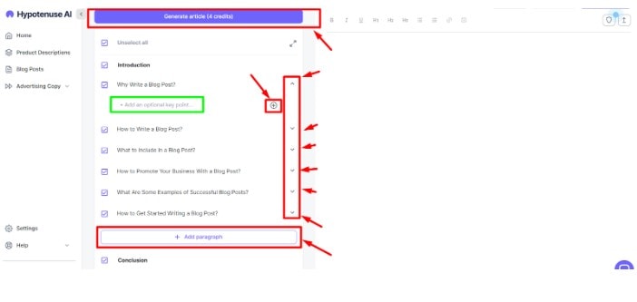 Write an SEO-Optimized Blog Article Using Hypotenuse AI step5