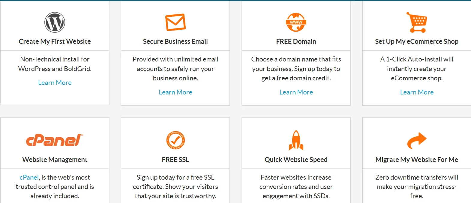 web hosting hub features