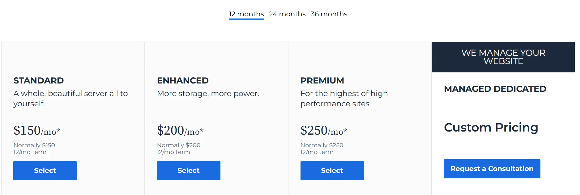 Bluehost Dedicated Hosting Plans