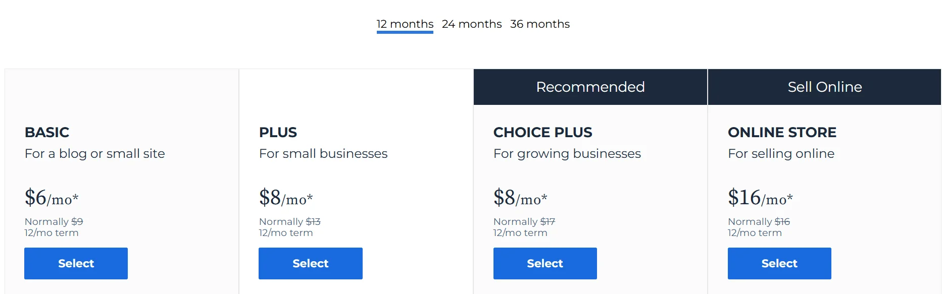 Bluehost wordpress Hosting Plans