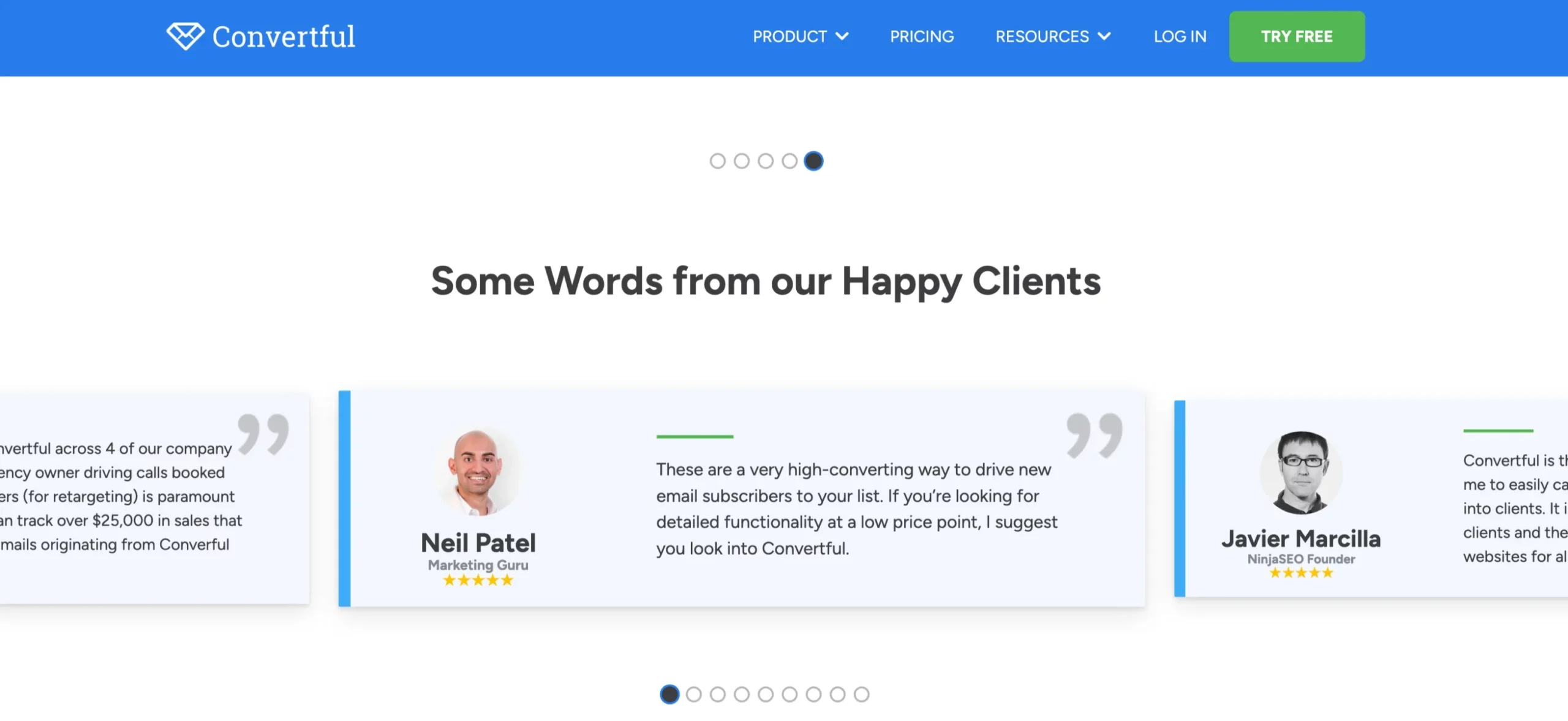 Convertful Review Testimonials