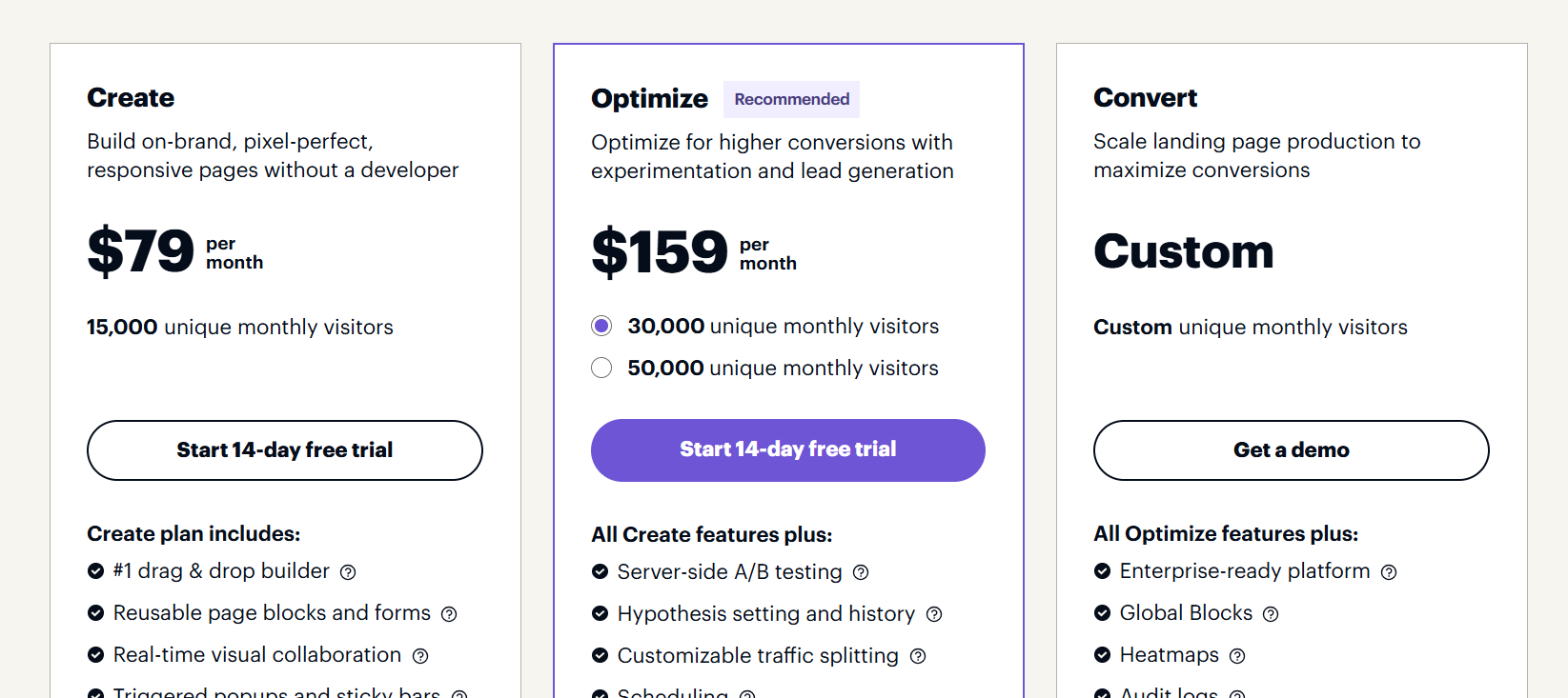 Instapage Pricing