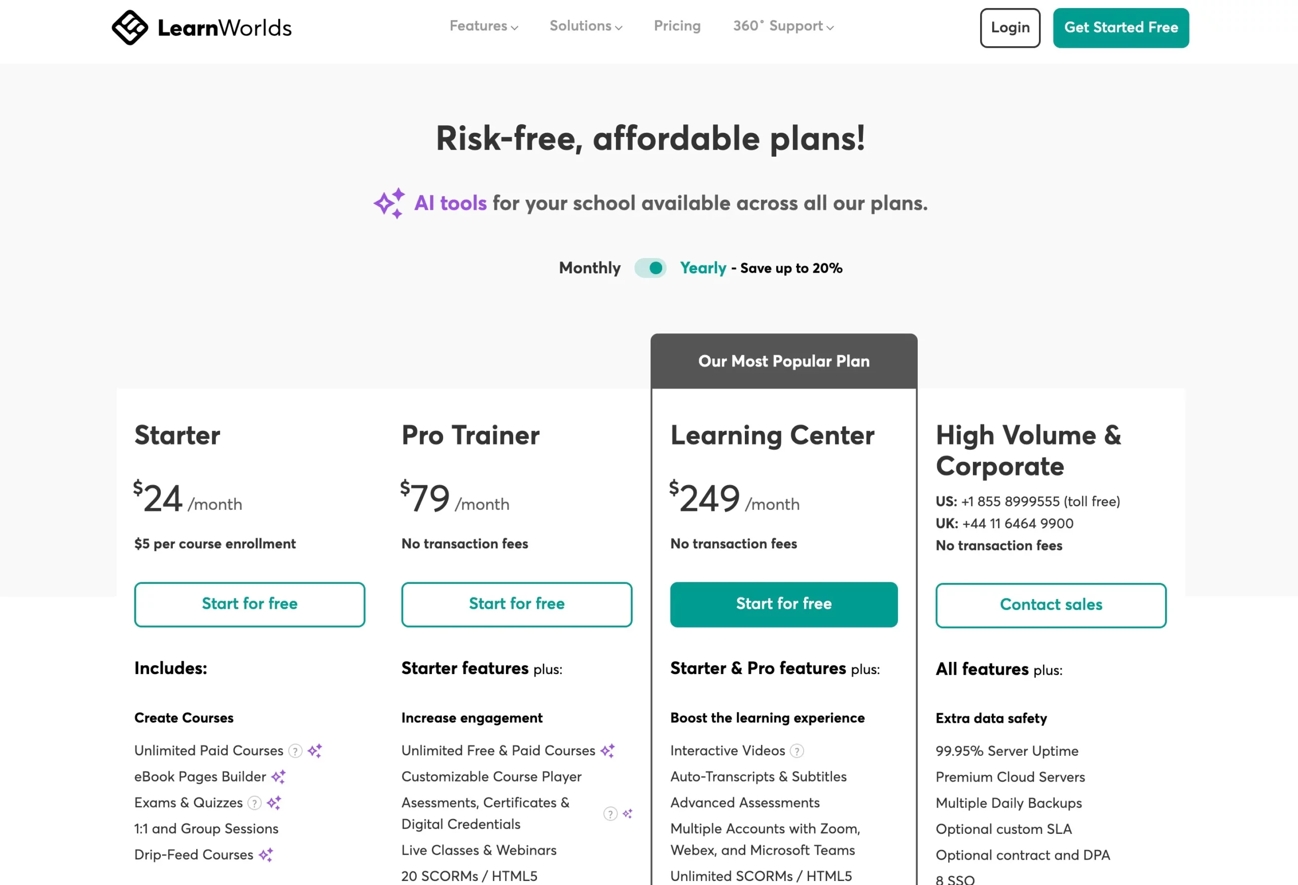 LearnWorlds Pricing Plans: