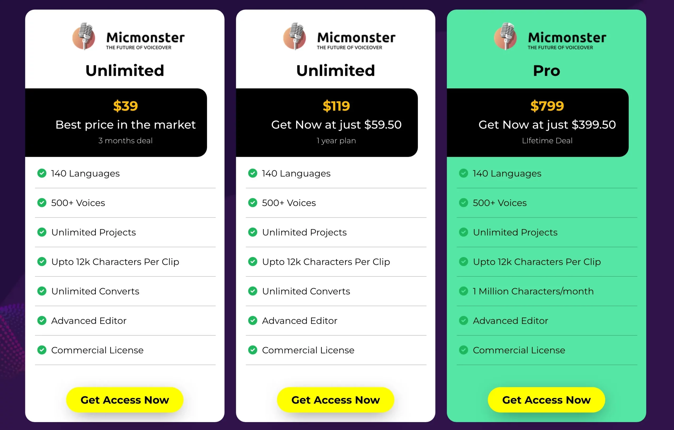 Micmonster: Price Options