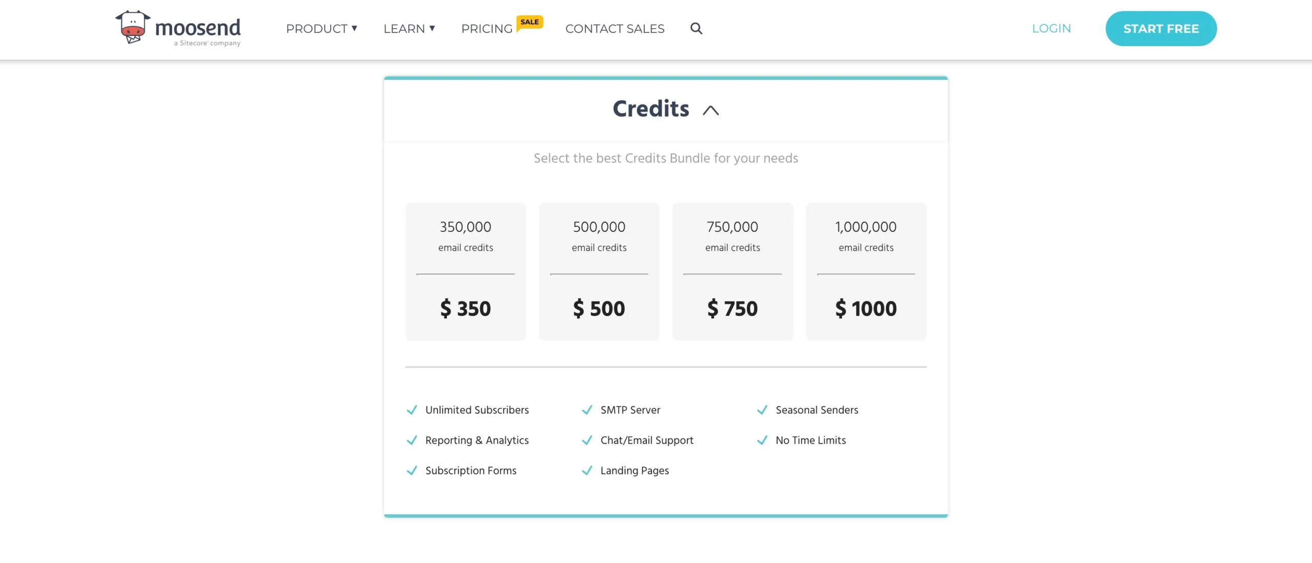 Moosend Email Credits Plans