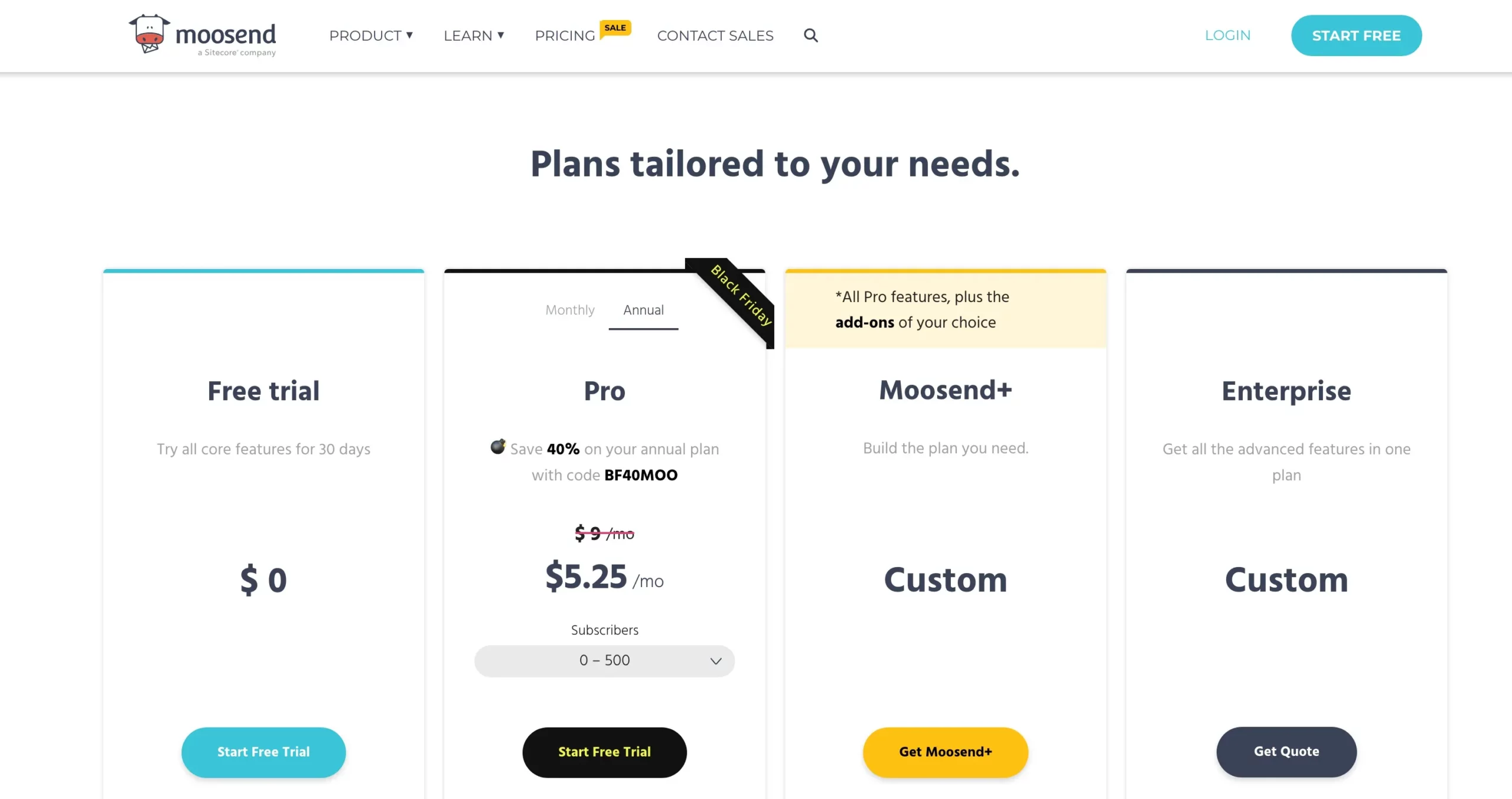 Moosend Pricing Plans: