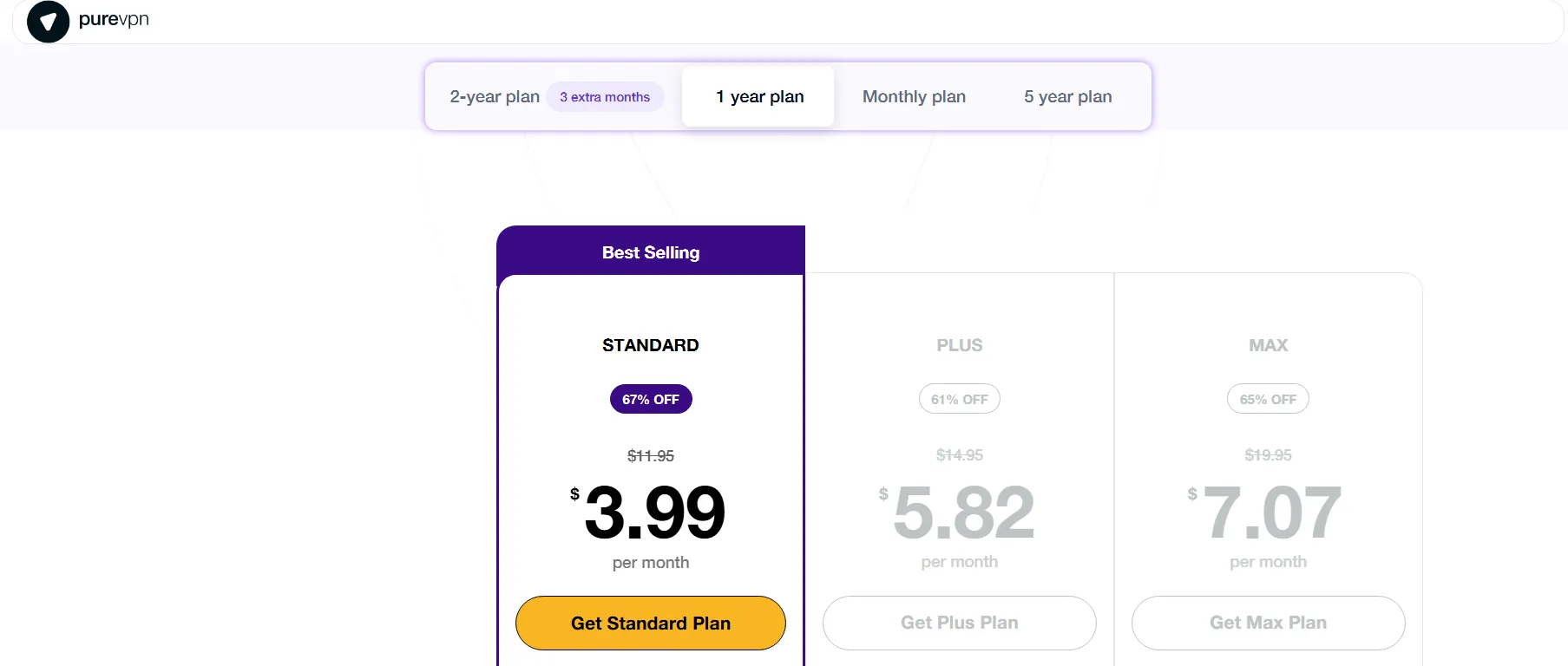 PureVPN 1-Year Pricing Plans