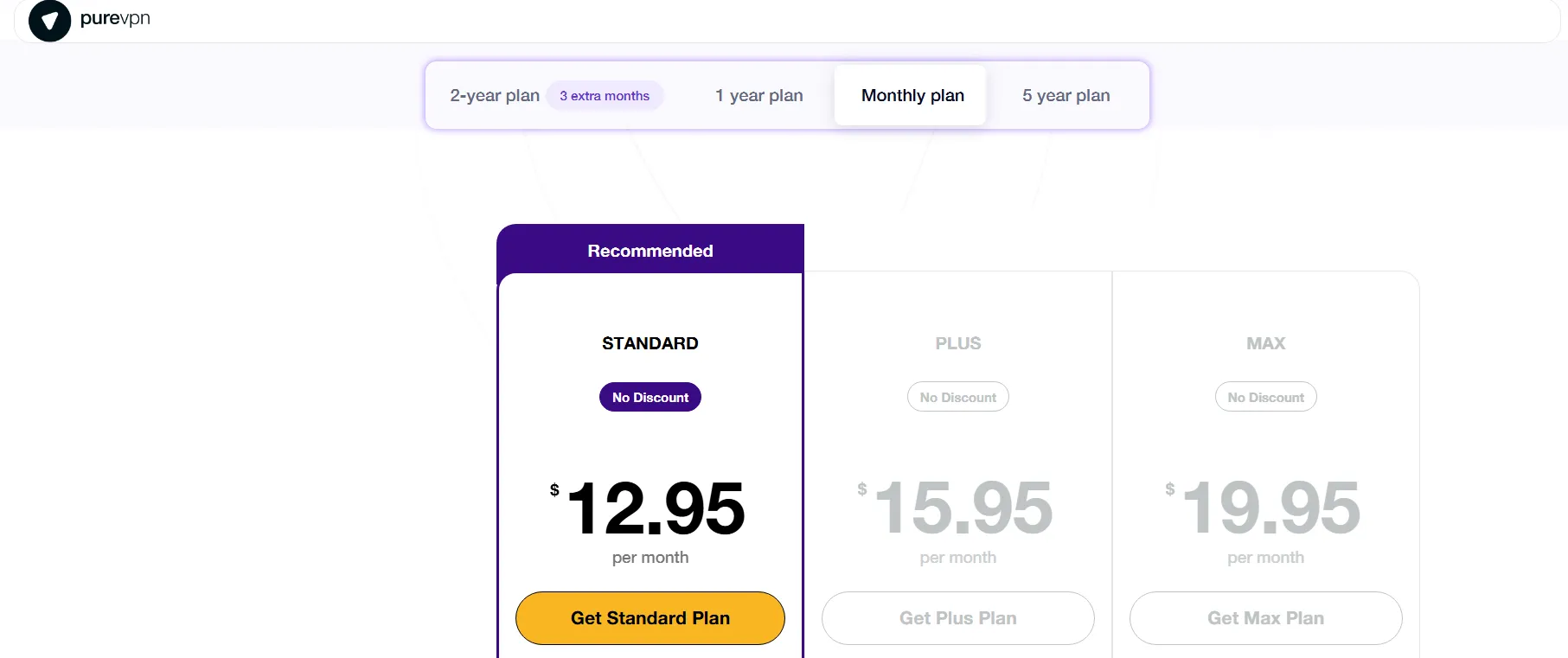 PureVPN Monthly Pricing Plans