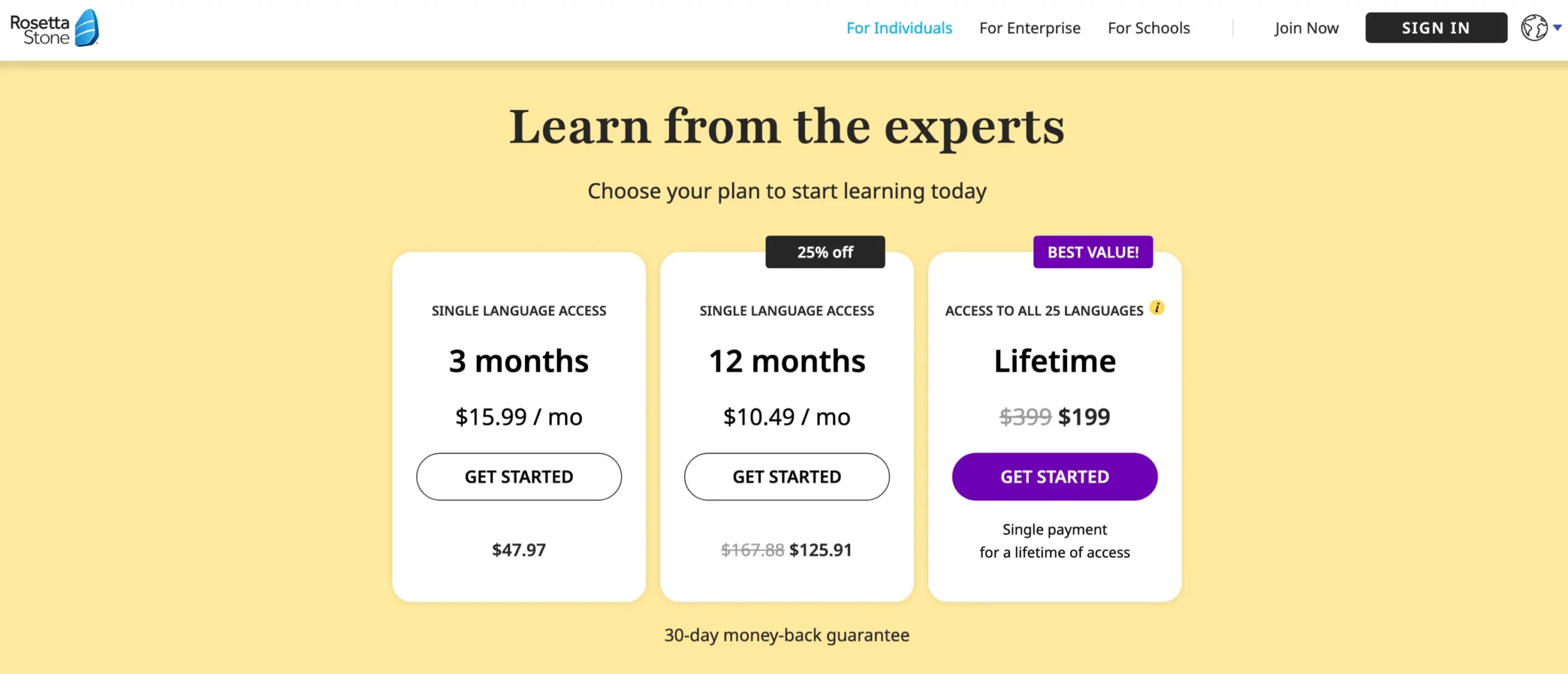 Rosetta Stone: Pricing Plans 