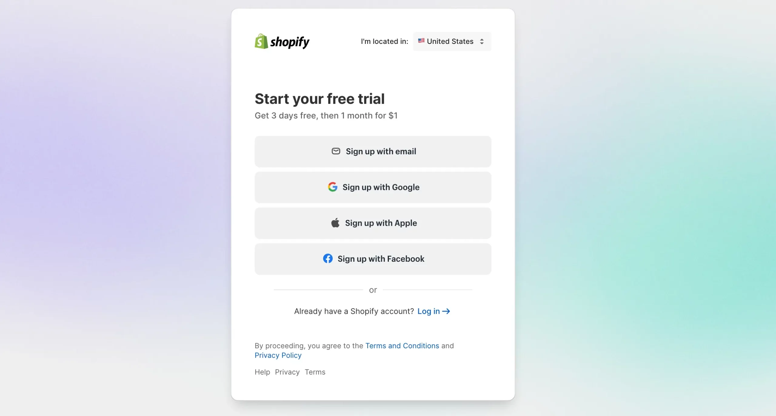 Shopify free trail