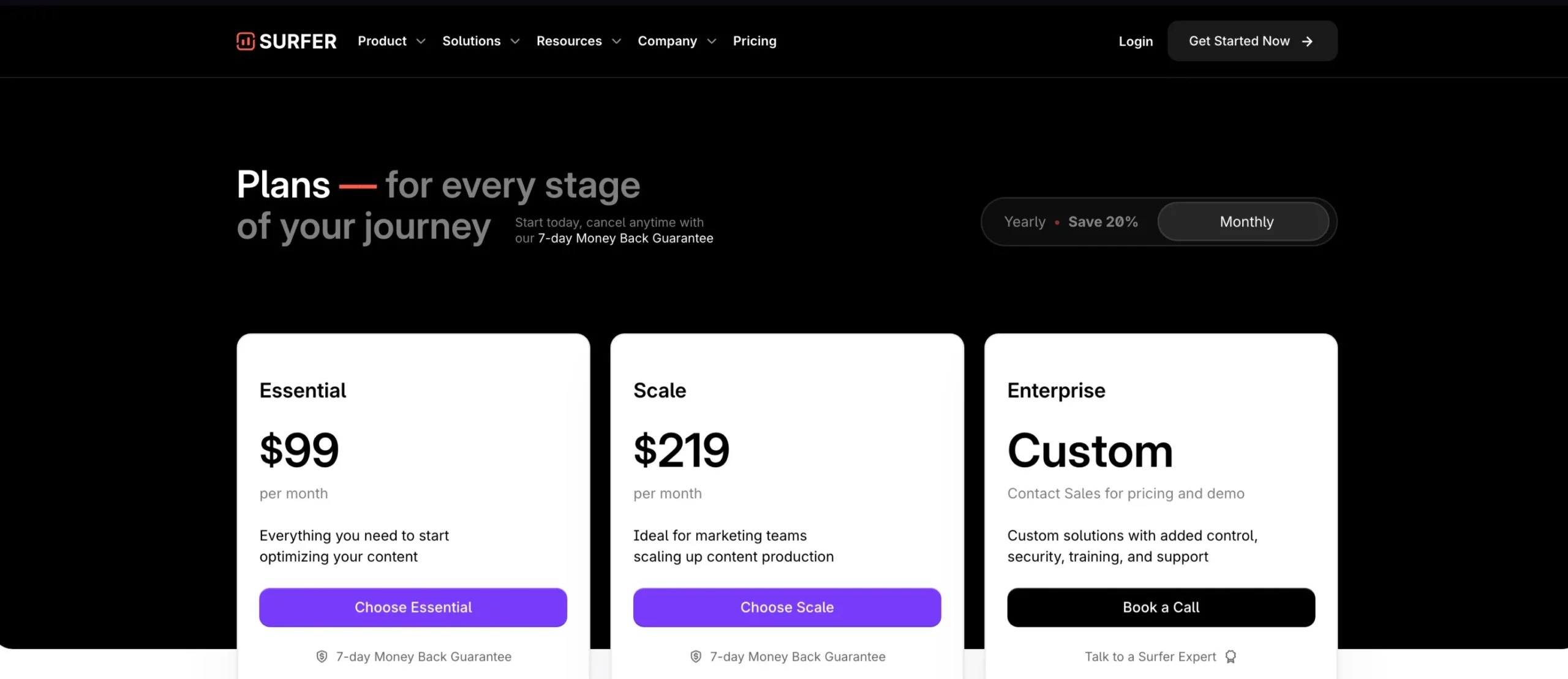 Surfer SEO Pricing - Monthly