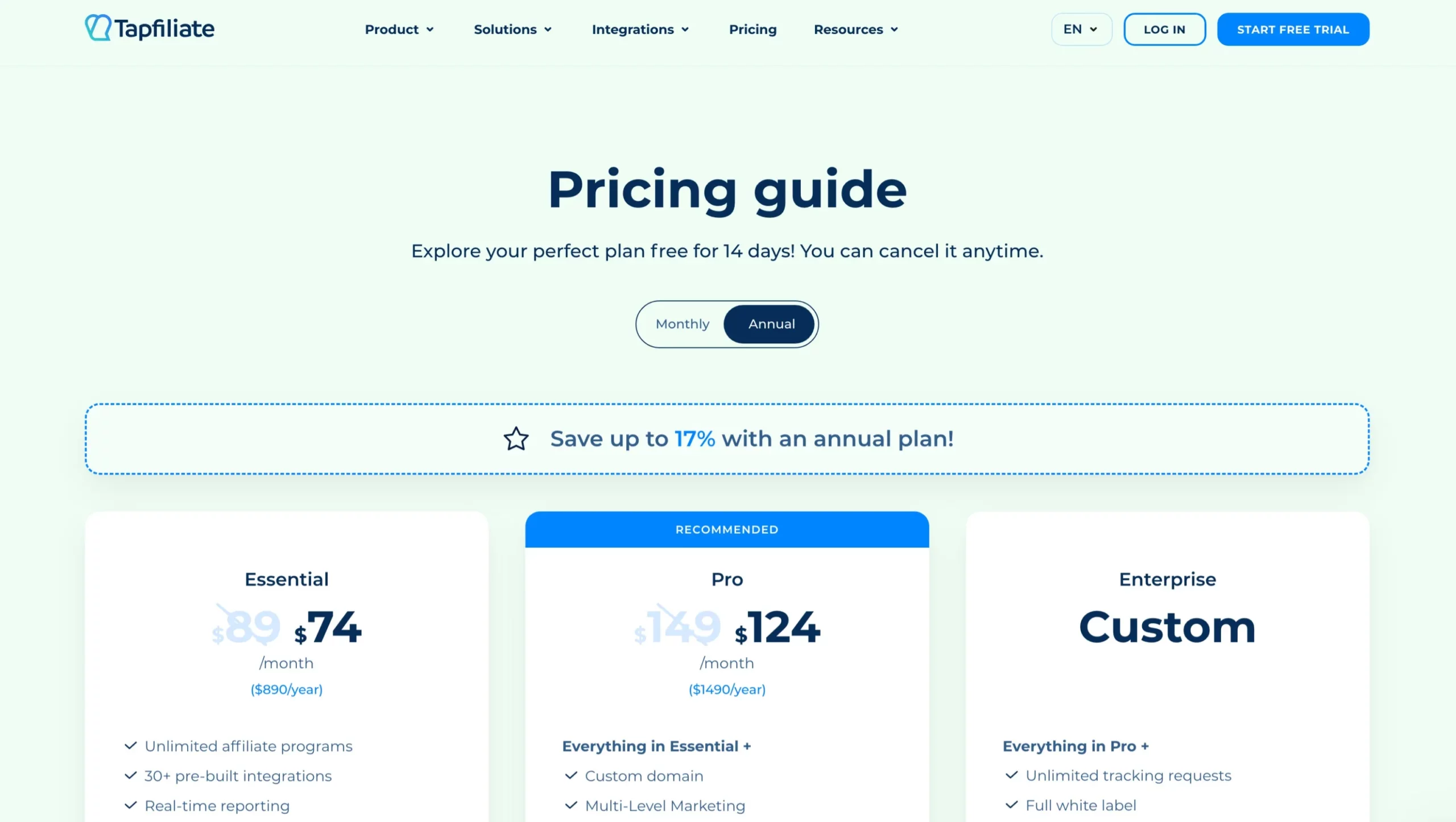 Tapfiliate Pricing Plans: