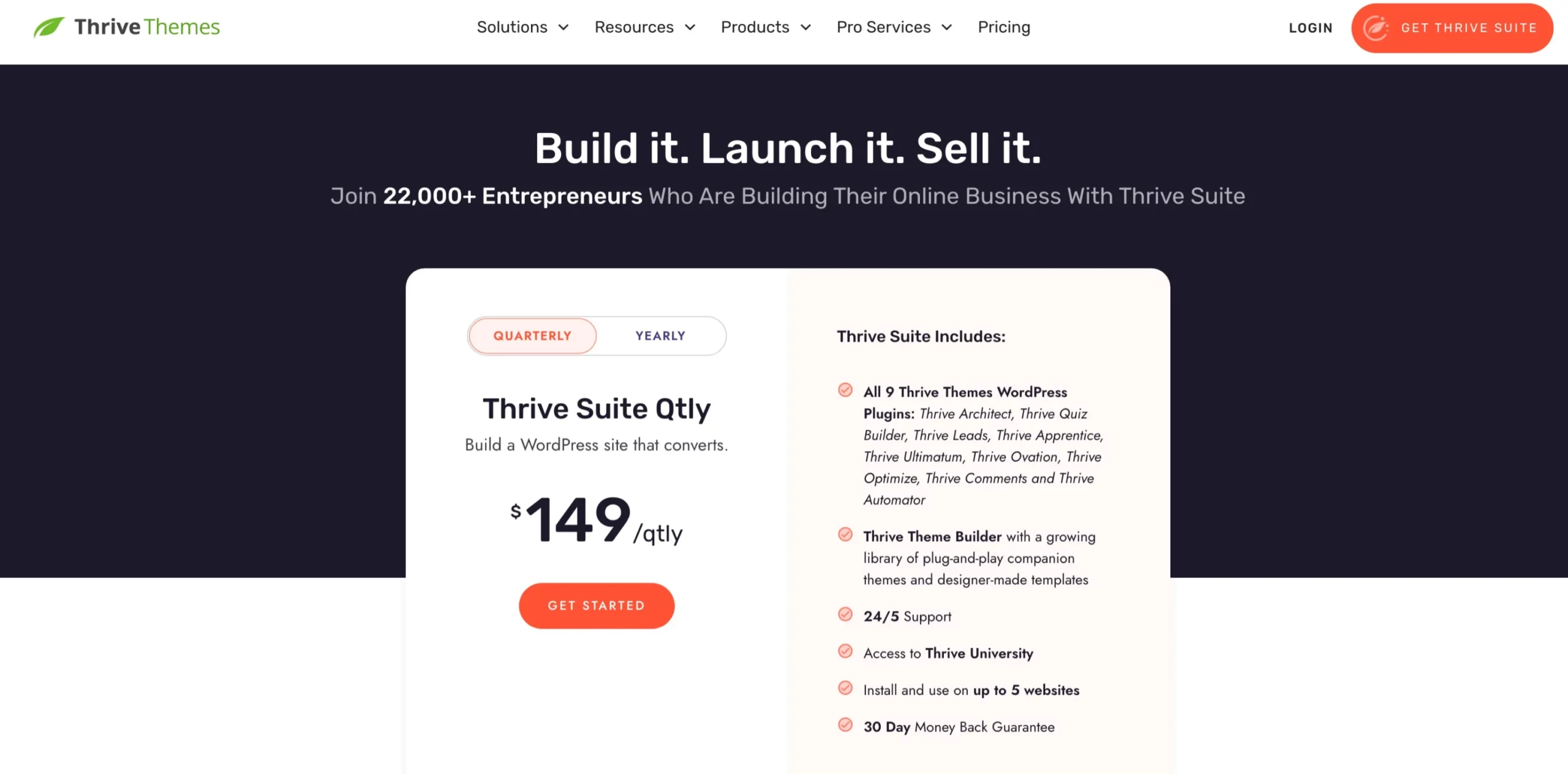 Thrive Themes Pricing - Quarterly