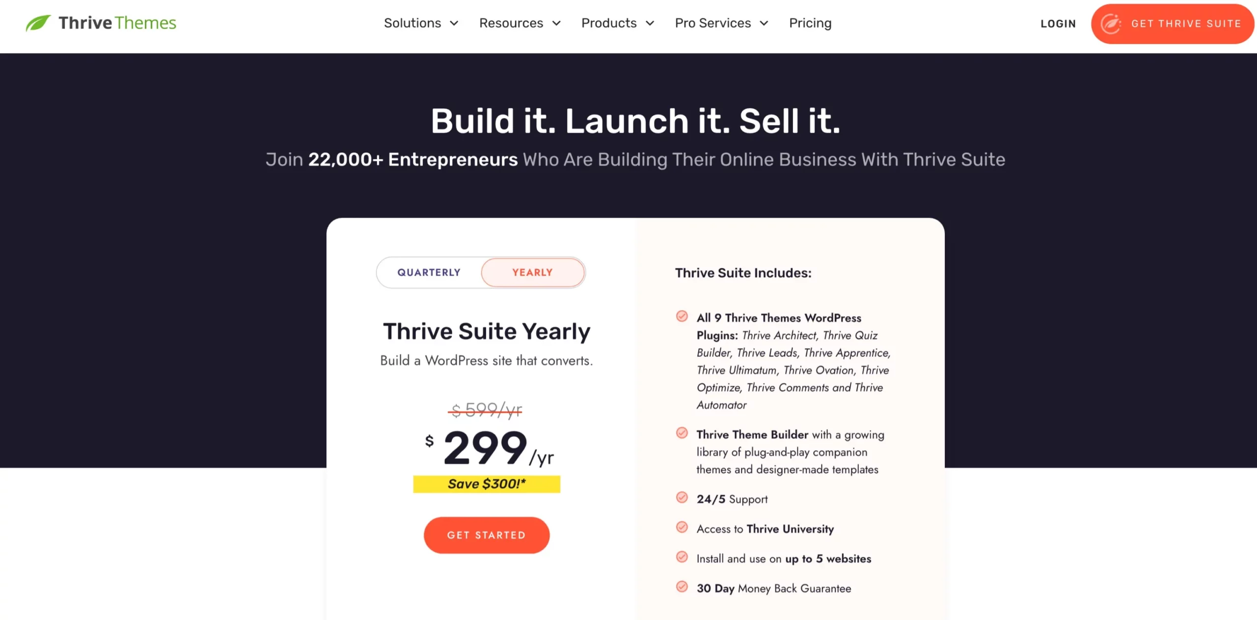 Thrive Themes Pricing - Yearly