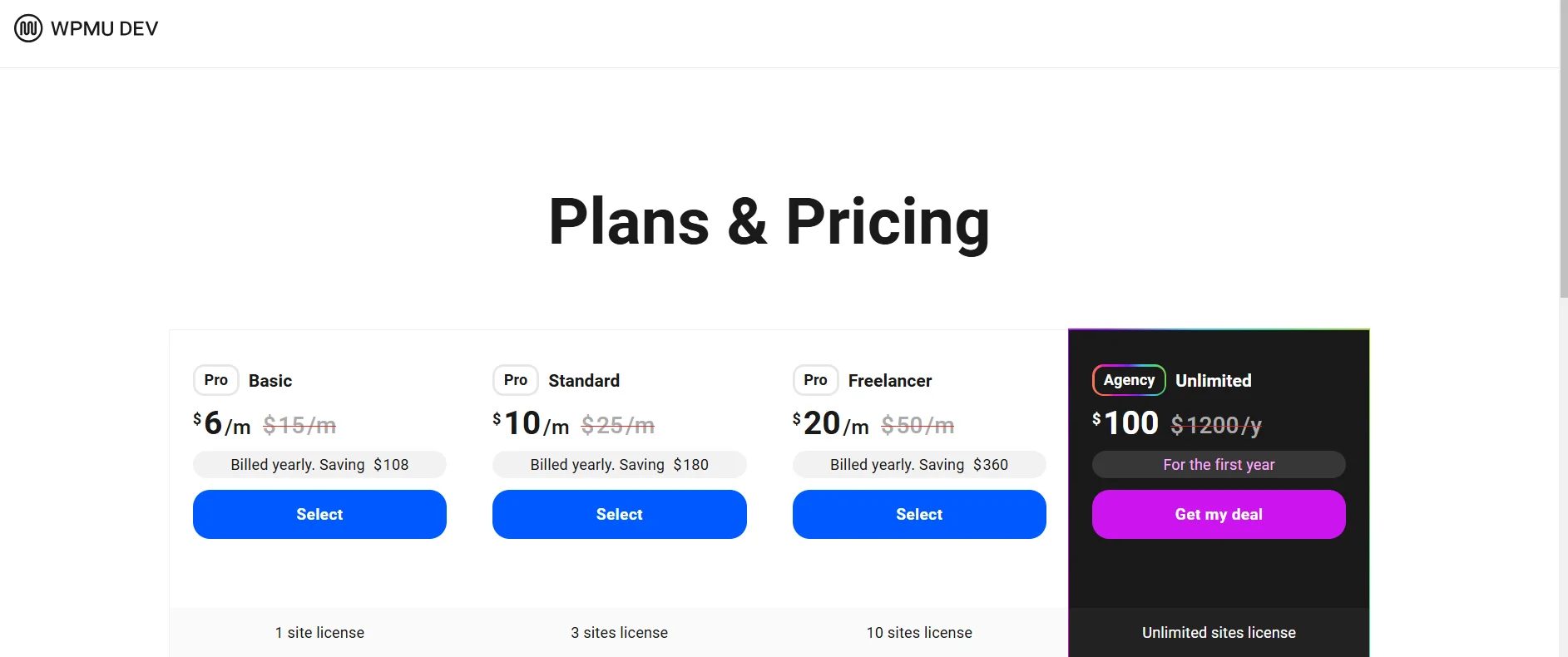 WPMU Dev pricing