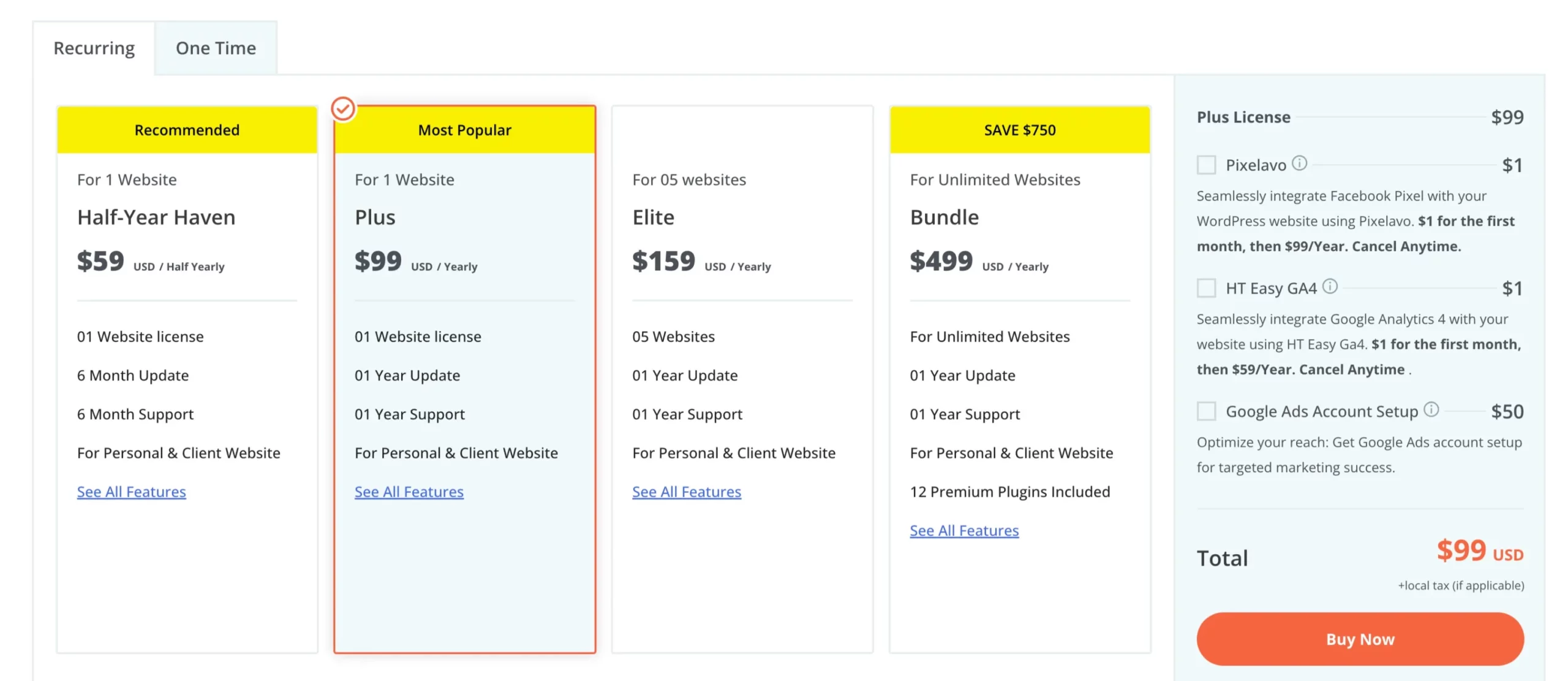 WooLentor Pricing Options