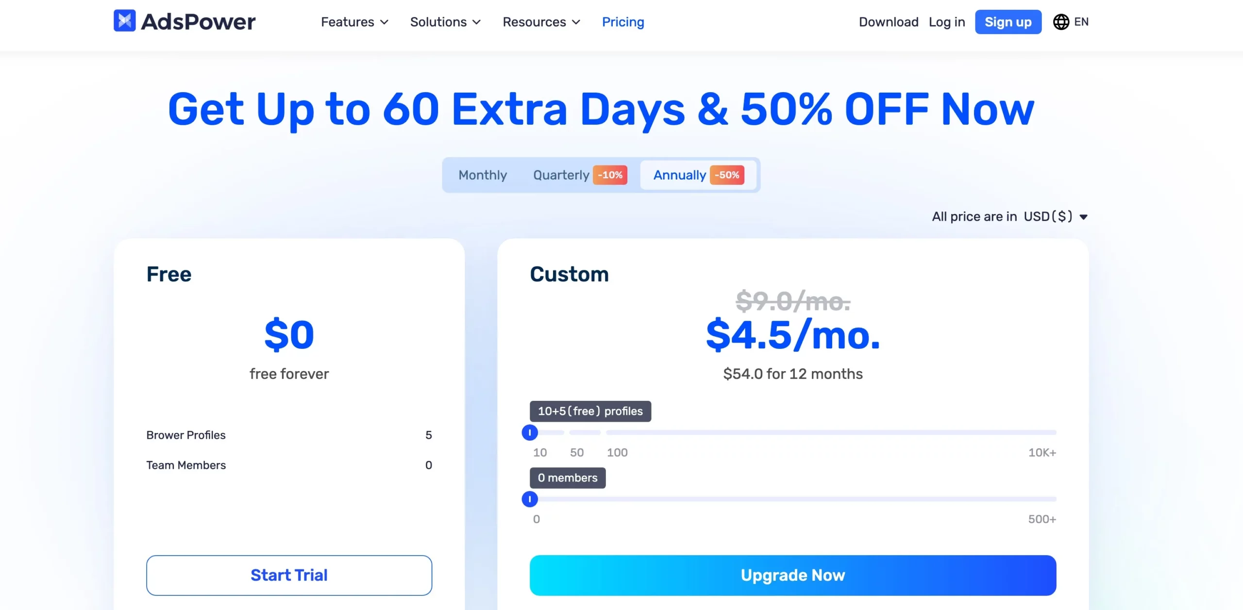 AdsPower Review - Annual Pricing