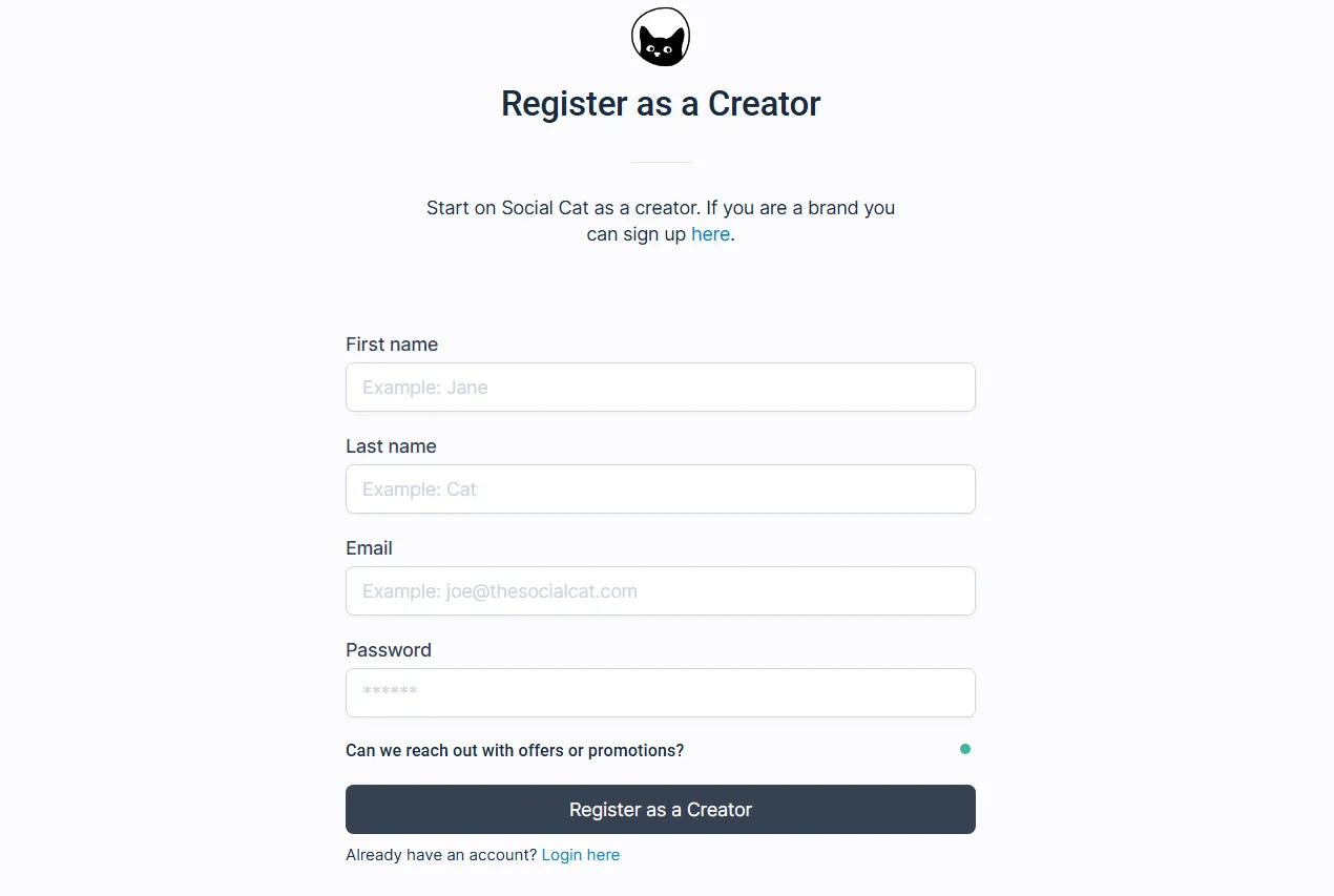 Register as a Creator